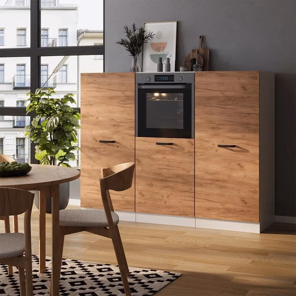 Cucina componibile moderna Vicco R-Line in rovere dorato e bianco, larghezza: 180 cm – 2