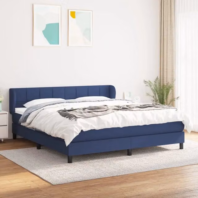Letto Ibrido vidaXL con Giroletto a Molle e Materasso Blu e Bianco L/P: 180 x 200 cm