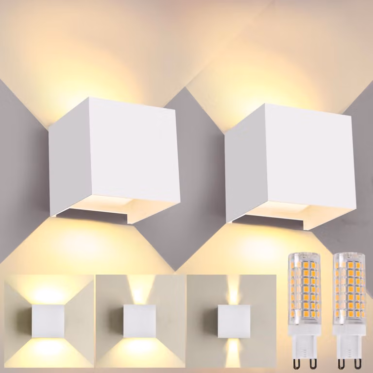 Lampada a LED da parete, 12W, 3000K, luce calda, grado di protezione IP65, alluminio, dimensioni 10x10x10 cm