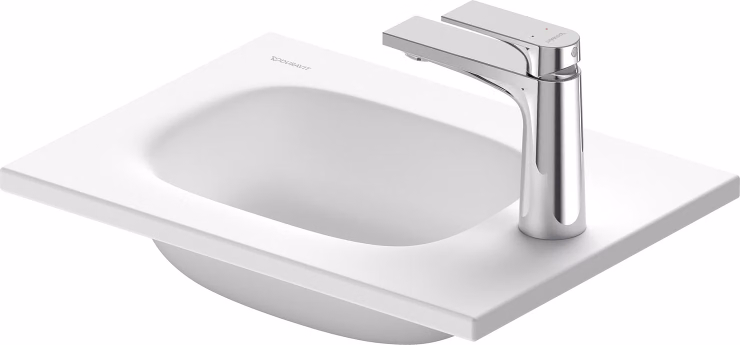 Sivida lavabo pour meuble Duravit, 1 trou pour robinetterie à droite, sans trop-plein, 410x330mm, blanc satiné, 2650053200, 2650053200