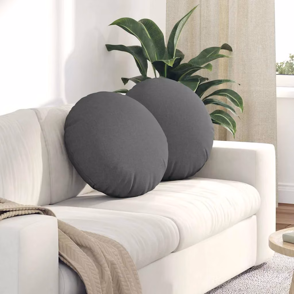 Set di 2 cuscini per seduta rotondi vidaXL in tessuto grigio con fodera lavabile Ø50 x 19 cm