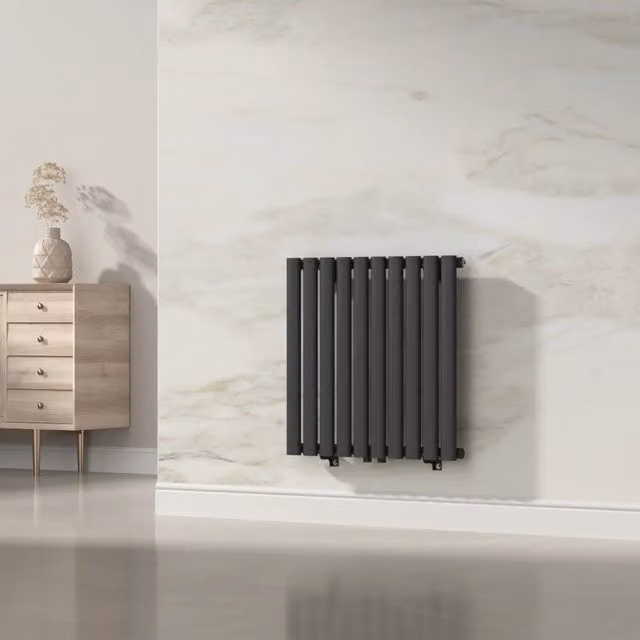 Termosifone a pannello singolo con elementi tubolari nero neu.haus L: 60 cm, H: 60 cm, P: 60 cm