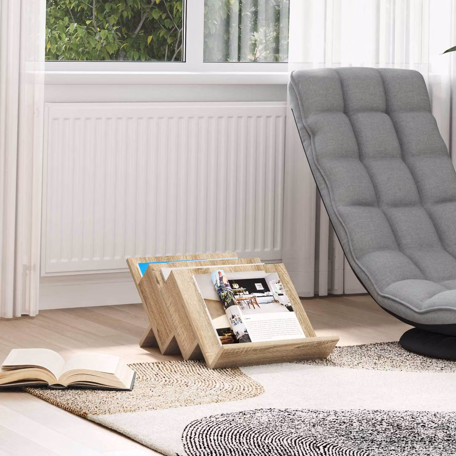 Scaffale per riviste moderno vidaXL in legno marrone L: 53 cm, P: 40 cm, H: 28,5 cm