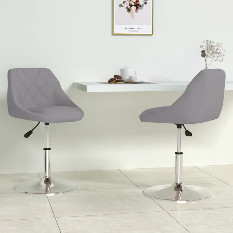Set di 2 sedie da pranzo girevoli vidaXL in velluto grigio chiaro con base moderna