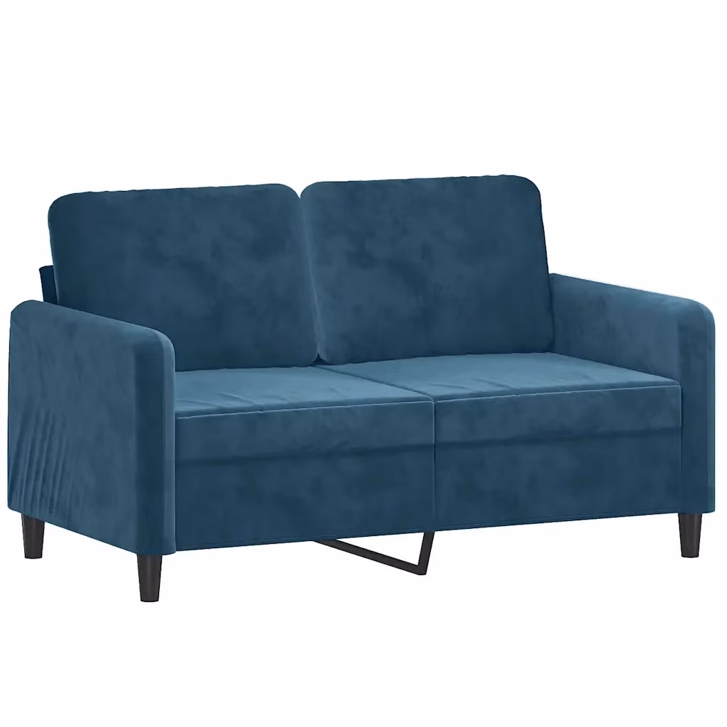 Divano a 2 posti moderno vidaXL in velluto blu con struttura in metallo – 2