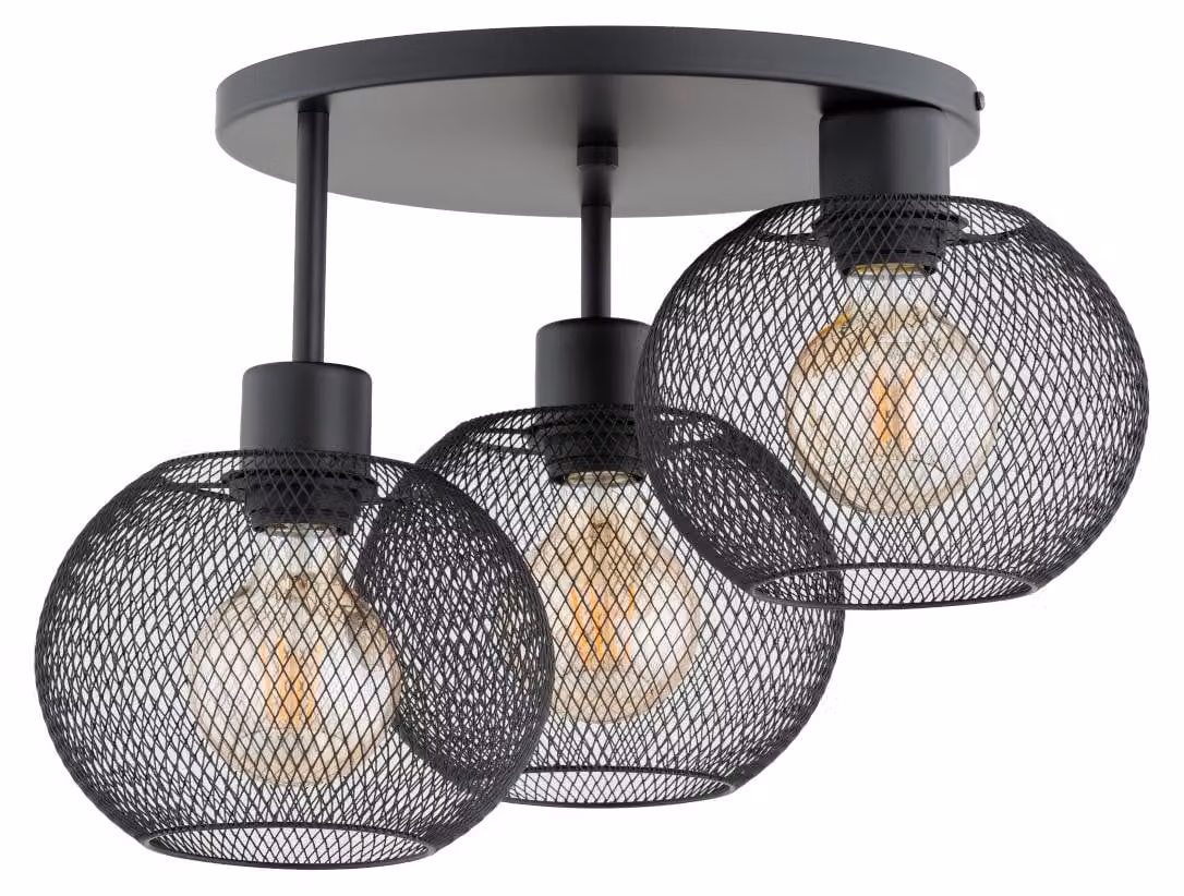 Lampada da soffitto KERSO nera 3xE27x15W in metallo, dimensioni: 31x43x43 cm, IP20, Alfa