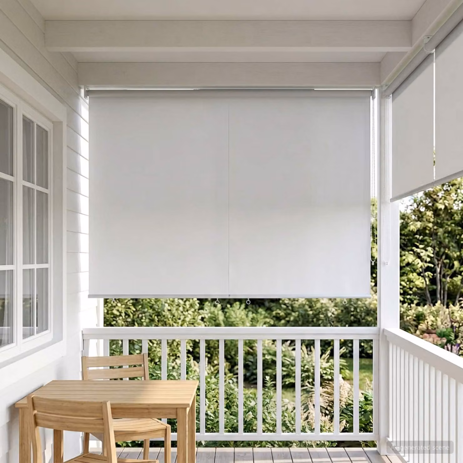 Tenda da sole a rullo vidaXL con protezione UV in poliestere, Bianco, montaggio a parete, azionamento manuale