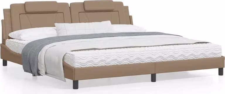 Letto "Viana" di design, con materasso cappuccino, dimensioni 200x200 cm, rivestito in ecopelle