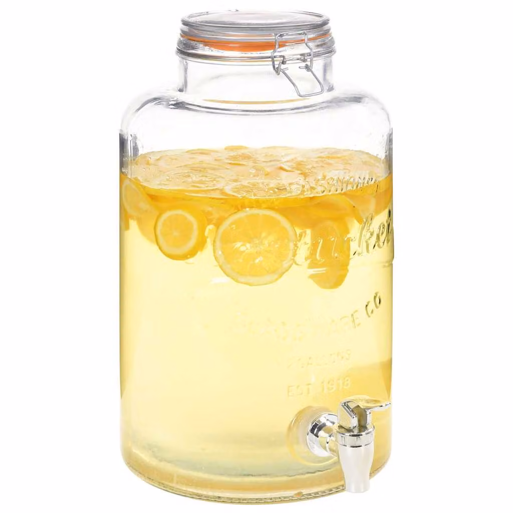 Dispenser d'acqua vidaXL in vetro trasparente con coperchio e rubinetto da 8 l