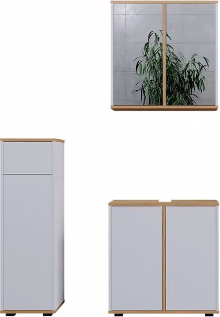 Set mobili bagno Didi Bianco/Rovere artigianale 3 pezzi Vicco