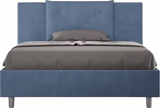 Letto imbottito Matrimoniale francese 140x190 cm Appia - Con rete,Microfibra,Blu