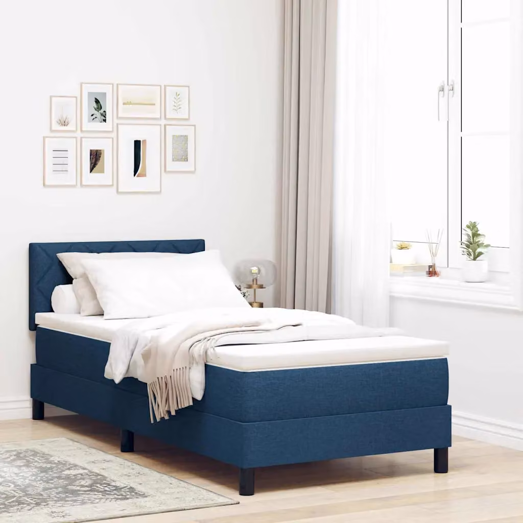 Letto ibrido con testiera vidaXL in tessuto blu, L/P: 200 x 90 cm
