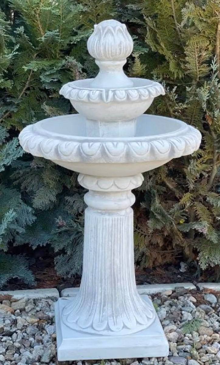 Casa Padrino Fontana Barocca Bianco / Grigio Ø 51 x H. 91 cm