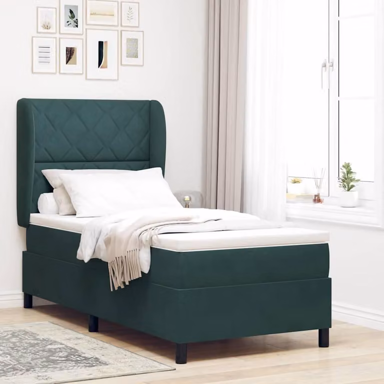Maison Exclusive - Letto boxspring con testiera verde scuro 200 x 90 cm in velluto