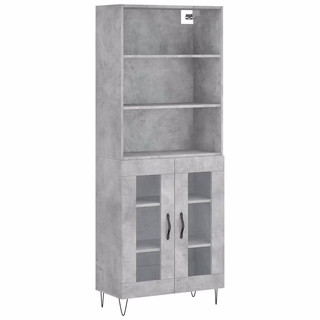 Credenza vidaXL Grigio in Legno e Metallo per Sala da Pranzo L: 69,5 cm, P: 34 cm, H: 180 cm – 2