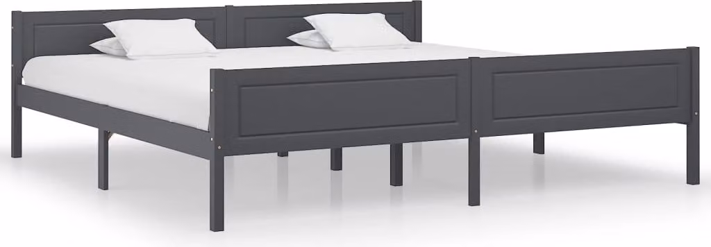 The Living Store Letto in legno massiccio di pino grigio 200x200 cm