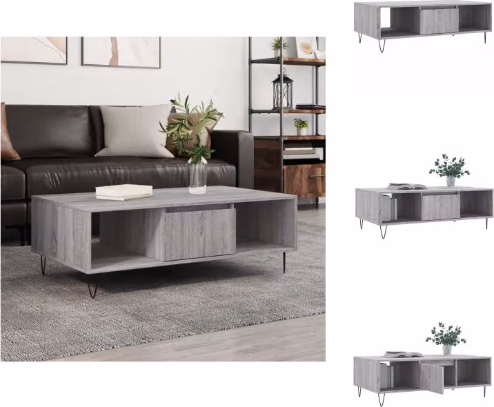 vidaXL Tavolino grigio Sonoma 104x60x35 cm in legno - Tavolini da caffè