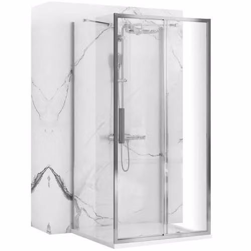 Rea Cabina doccia a parete Rapid Slide Chrome Box doccia senza piatto doccia Vetro di sicurezza temperato trasparente 6 mm (Cromo) Porta: 100 Parete: 90 cm