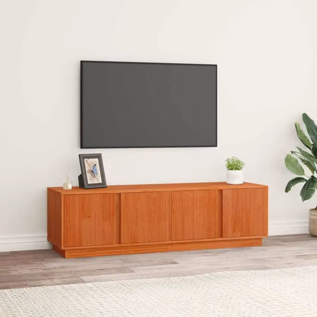 Mobile TV moderno vidaXL in legno di pino massiccio color marrone cera L/P/H: 140 x 40 x 40 cm – 1