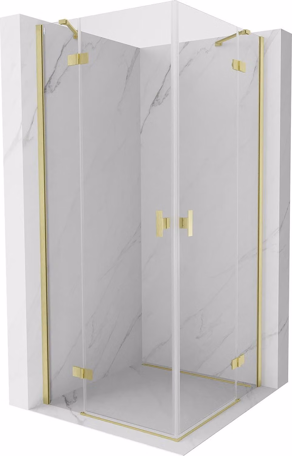 Mexen Mist-H Duo cabina doccia a battente 70 x 70 cm, trasparente, oro spazzolato - 8A5-070L-070P-55-00