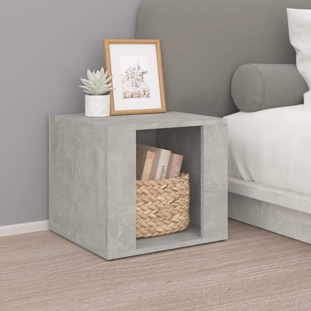 Comodino moderno vidaXL in legno multistrato e MDF, colore grigio cemento, L 41 cm x P 40 cm x H 36 cm