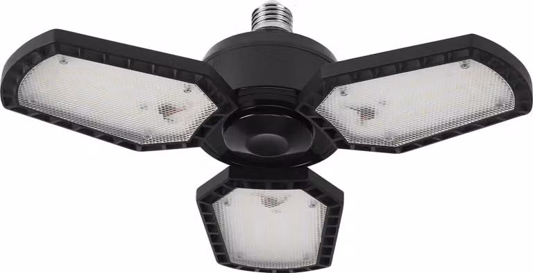 Lampada da soffitto OSRAM Highbay Blade, nera, in alluminio, con ali luminose regolabili, offre 60 W e 6500 lm di luce bianca neutra a 4000 K, attacco E27, diametro di 337,5 mm, grado di protezione IP20