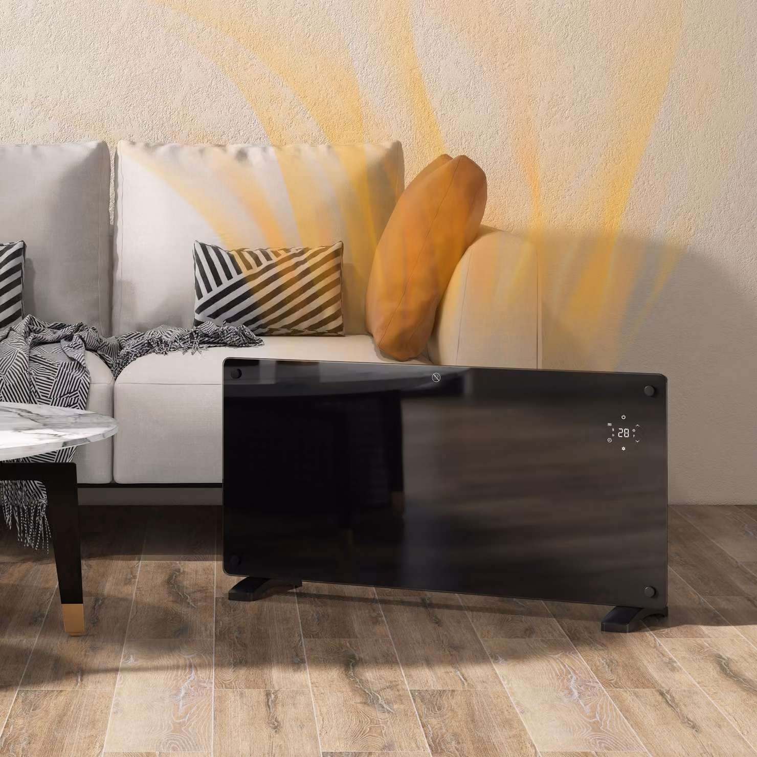 Stufetta Elettrica a Convezione HOMCOM 2000W con Telecomando, Timer e Temperatura Regolabile, Nero – 2