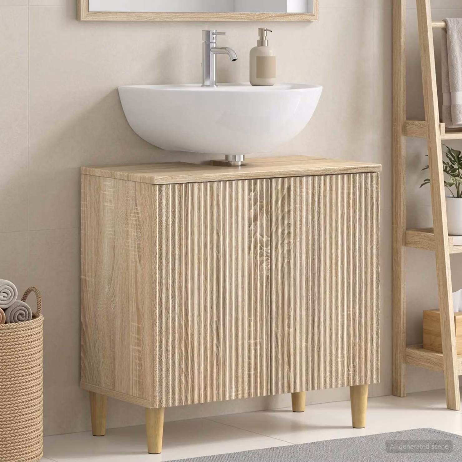 Armadio per lavabo da bagno vidaXL ARNHEM Rovere Sonoma, moderno, marrone opaco