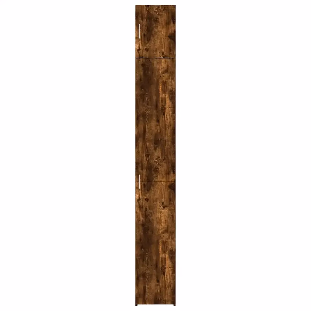 Mobile contenitore moderno a parete in legno composito marrone con ante a battente e ripiani interni L/P/H: 30 x 30 x 225 cm – 2