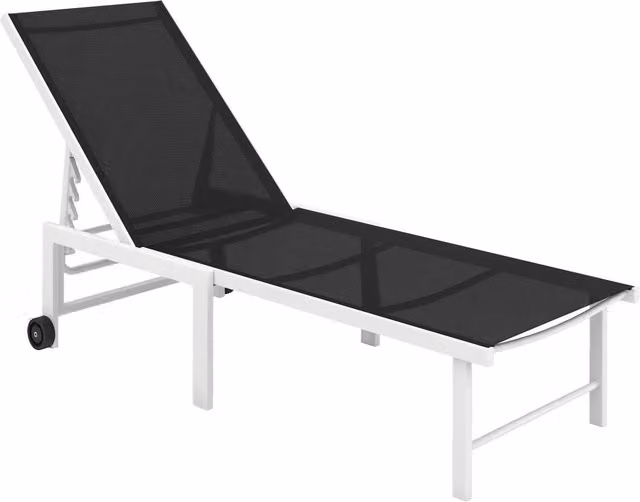 Lettino Prendisole Reclinabile Xylo Grigio con Ruote e 5 Posizioni L/P/H: 166 x 60 x 84 cm