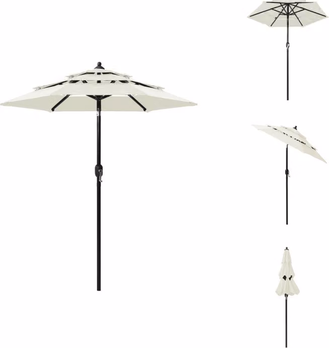 vidaXL Ombrellone con palo in alluminio a 3 strati color sabbia 2 m - Ombrelloni e tende da sole