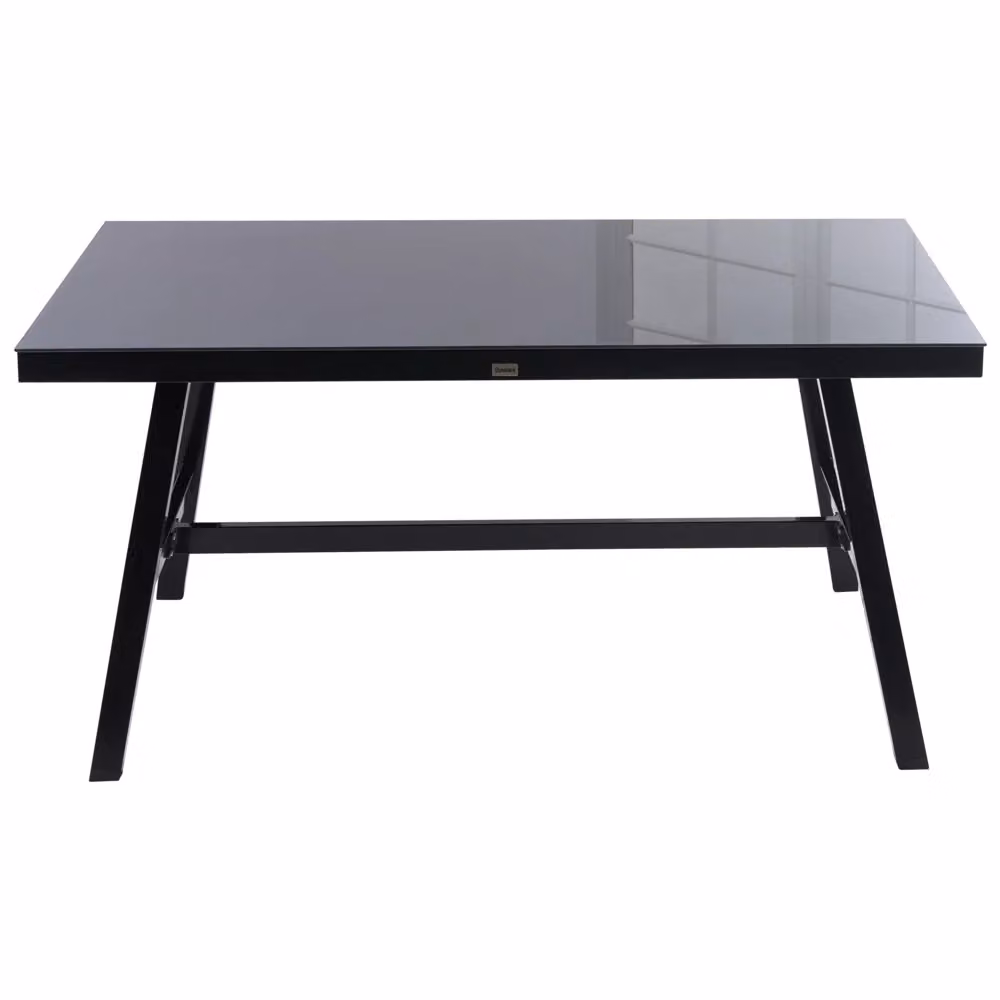 Tavolo da Giardino Rettangolare Beliani in Alluminio Verniciato a Polvere e Vetro Nero Moderno L: 200 cm, P: 90 cm, H: 76 cm – 2