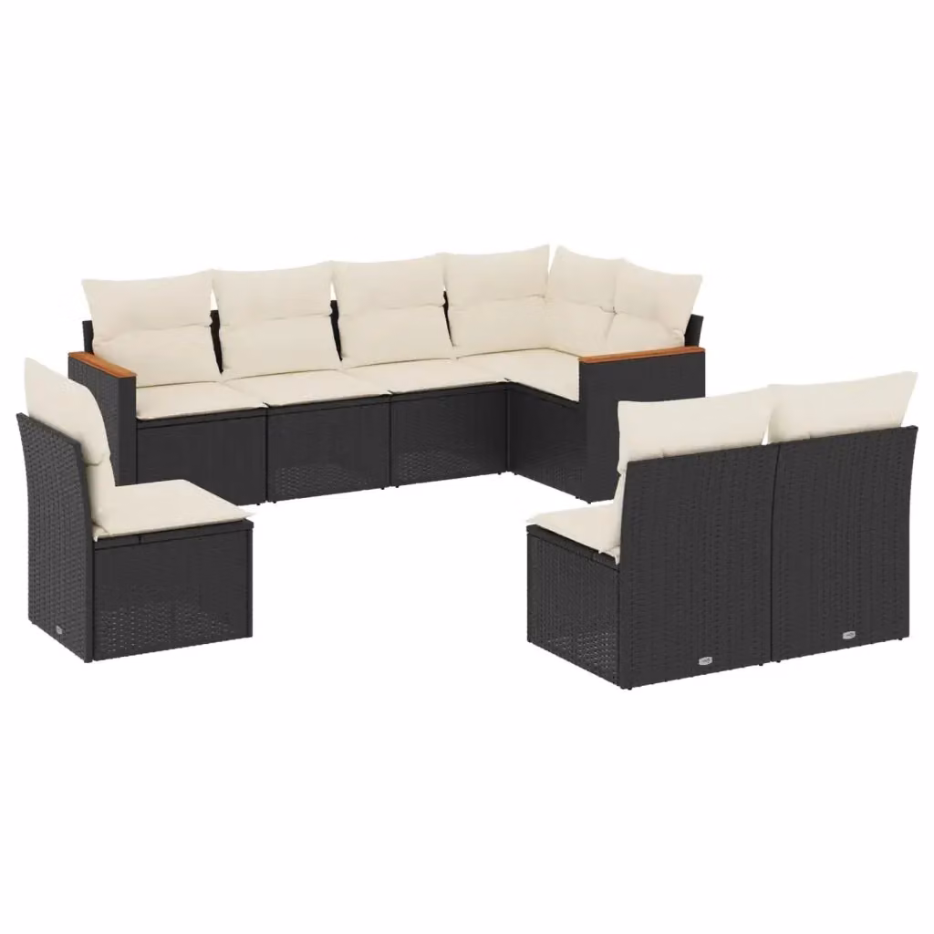 vidaXL Set Divani da Giardino a L con Cuscini 8 pz Nero in Polyrattan e Acciaio – 2