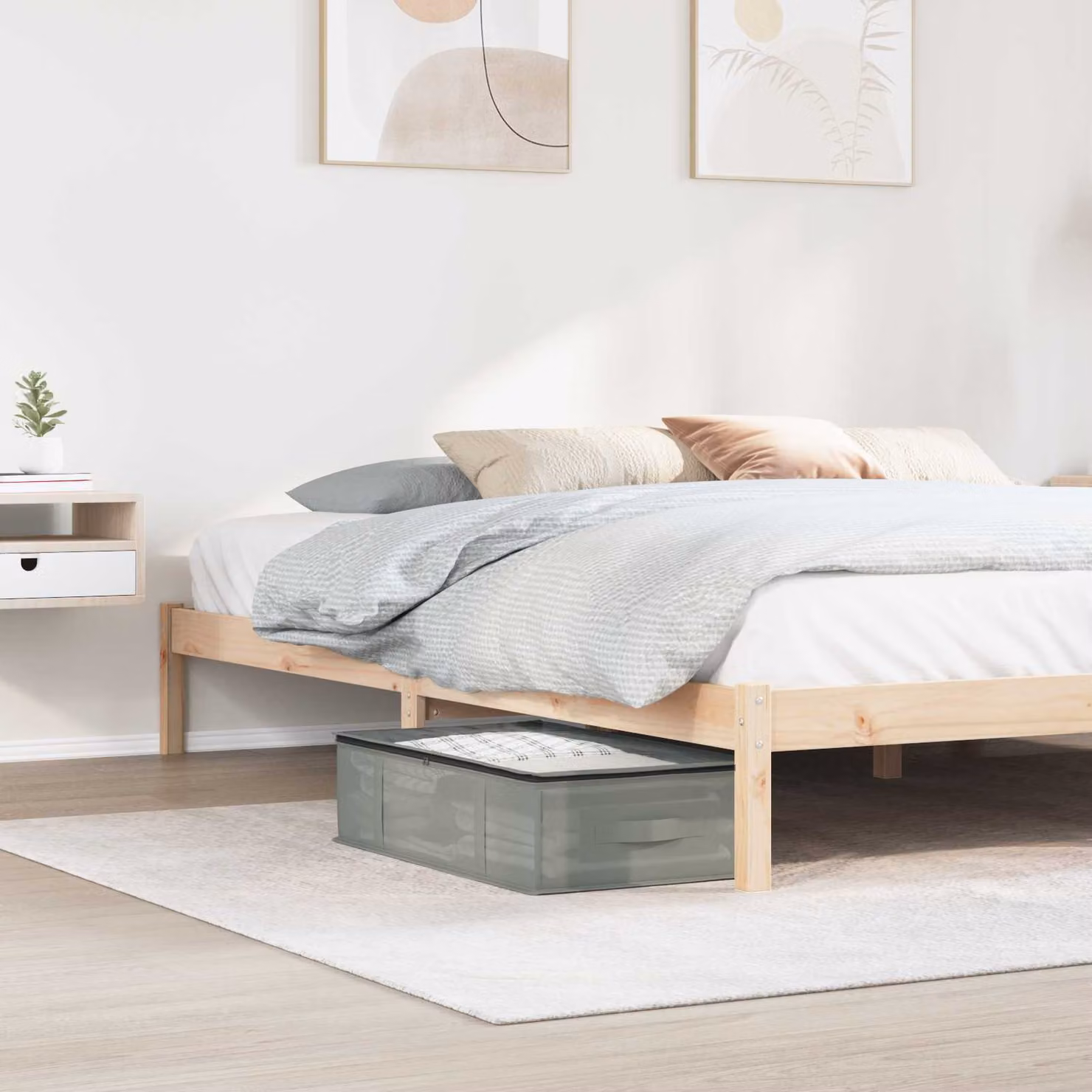 Set di 6 scatole di stoccaggio pieghevoli vidaXL in tessuto grigio con finestra trasparente e maniglie per camera da letto o soggiorno, L: 40 cm, P: 18 cm, H: 70 cm