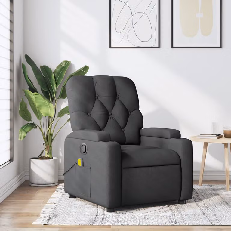 vidaXL Poltrona reclinabile relax in tessuto grigio con braccioli e leva manuale