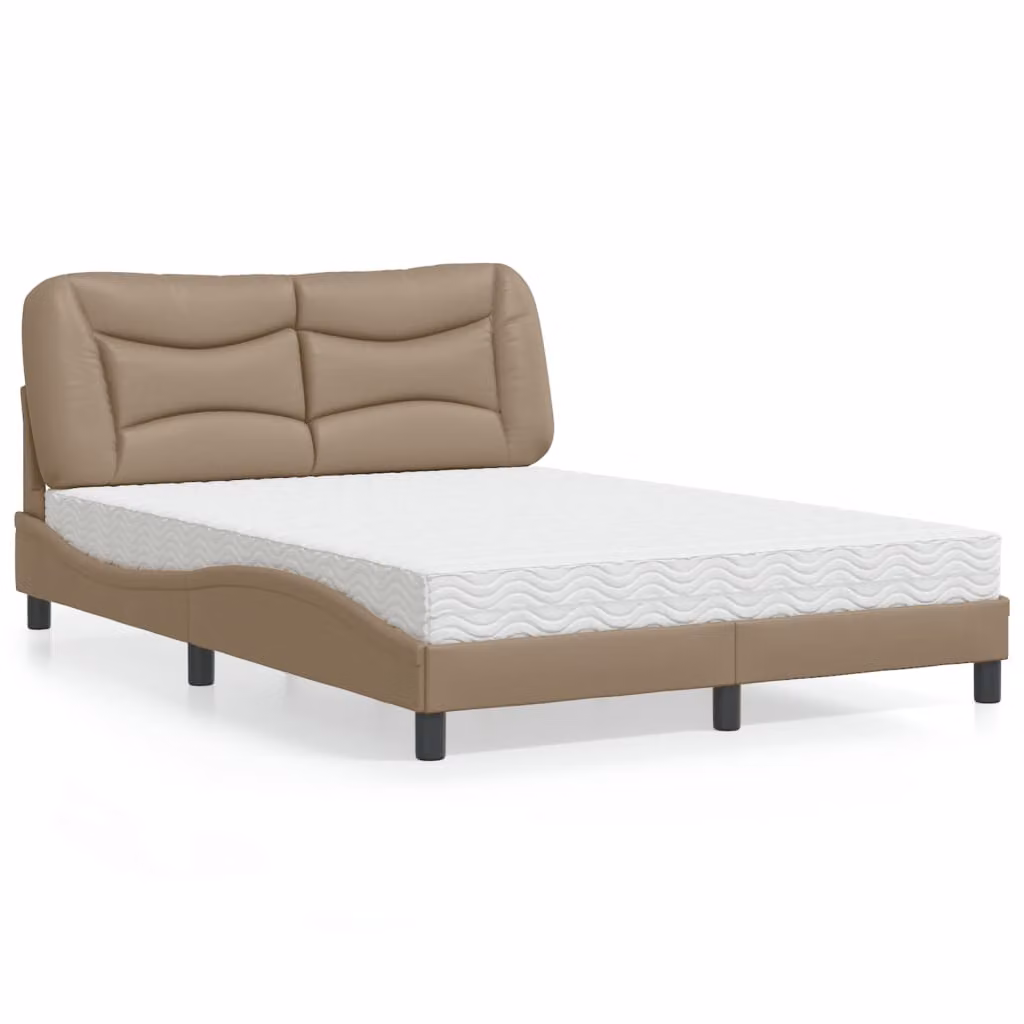 Letto con Materasso Hvar vidaXL in Similpelle Cappuccino L: 140 cm, P: 200 cm