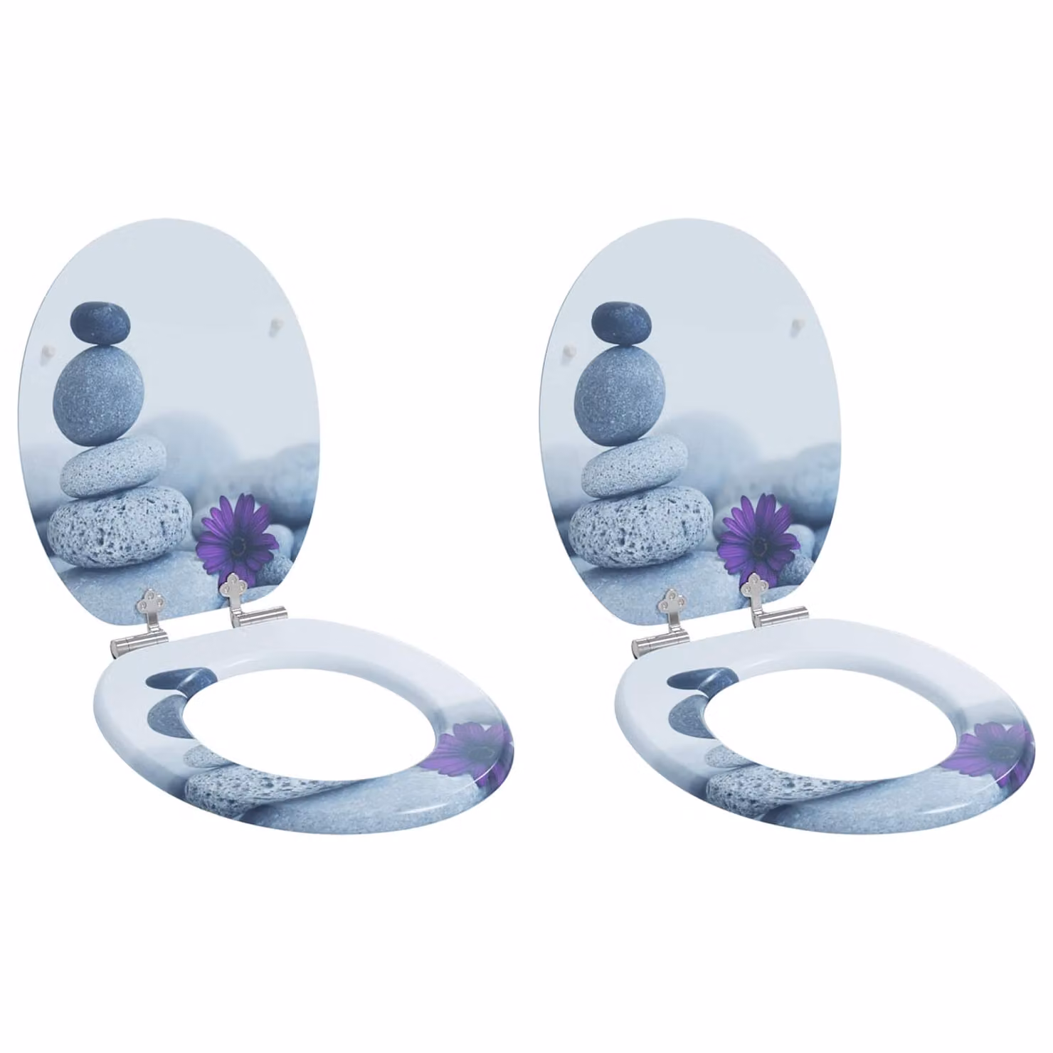 Set di 2 sedili per WC vidaXL in legno ingegnerizzato, colore grigio, 44 x 38 cm