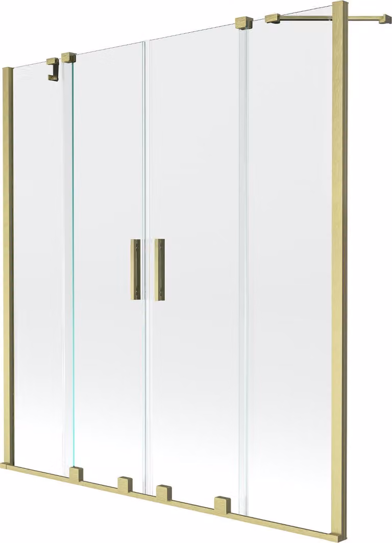 Mexen Velar Duo paratia per vasca da bagno a 2 ante scorrevole 160 x 150 cm, trasparente, oro spazzolato - 896-160-000-02-55