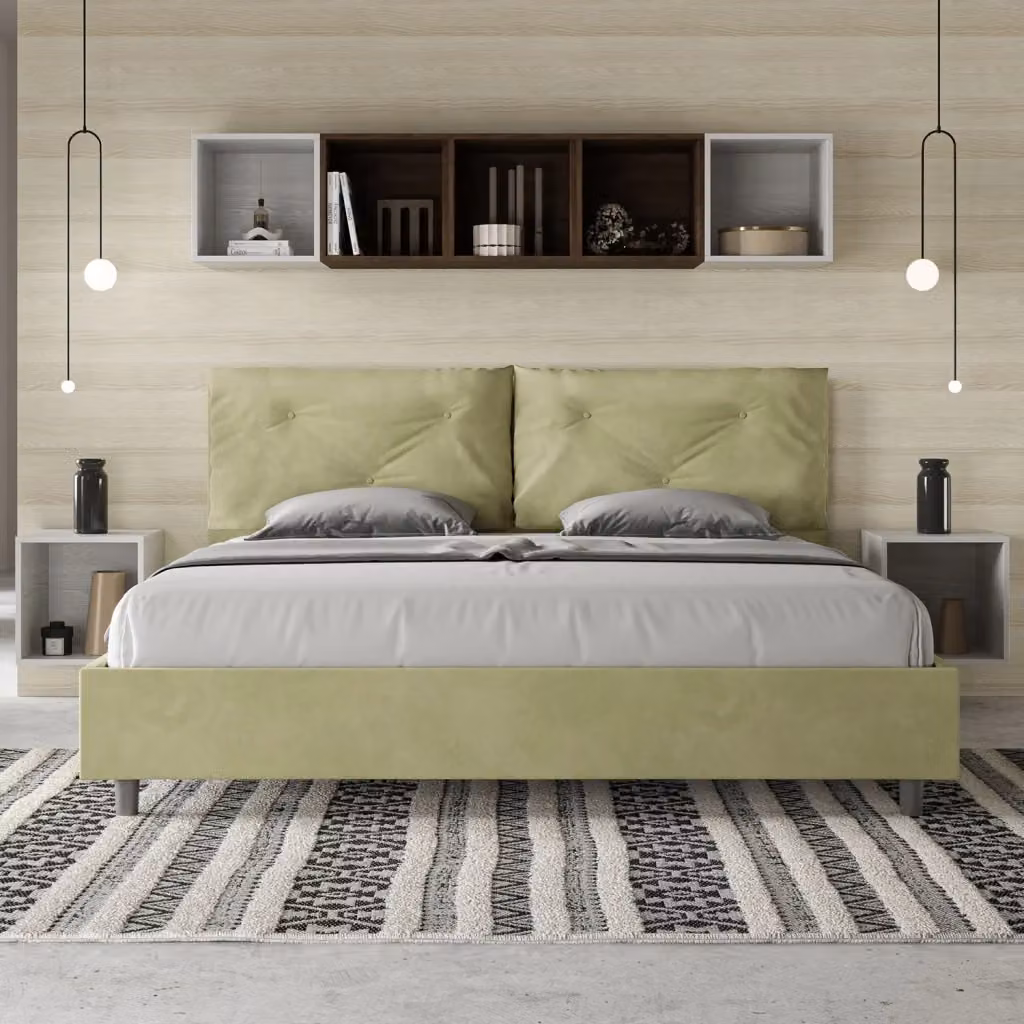 Letto Matrimoniale King Size Appia Large Tè Verde con Rete Imbottita in Microfibra L/P/H: 200 x 222 x 110 cm – 2