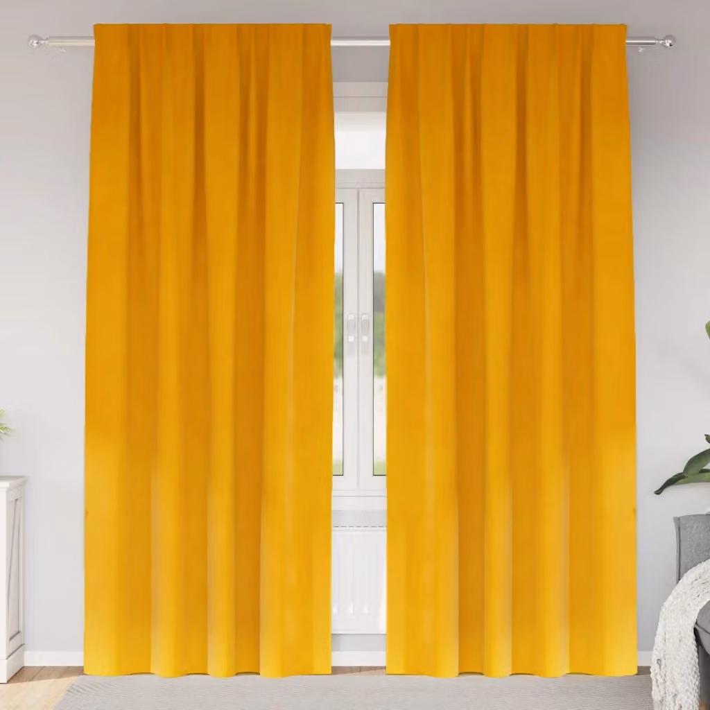 Set di 2 tende oscuranti vidaXL in velluto giallo, L: 140 cm, H: 225 cm