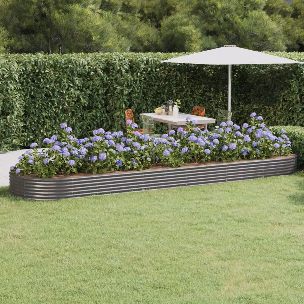 Letto da giardino rialzato vidaXL in acciaio zincato grigio L: 523 cm, P: 140 cm, H: 36 cm