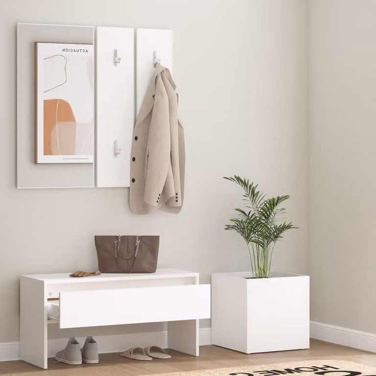 The Living Store Set di mobili per corridoio in legno bianco
