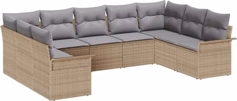 Set Divano da Giardino con cuscino Beige polyrattan