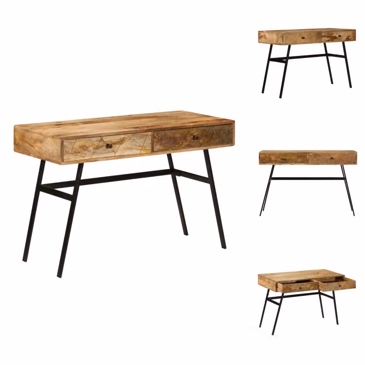 vidaXL Scrivania con cassetti in legno massiccio di mango 110×50×76 cm - Scrivanie