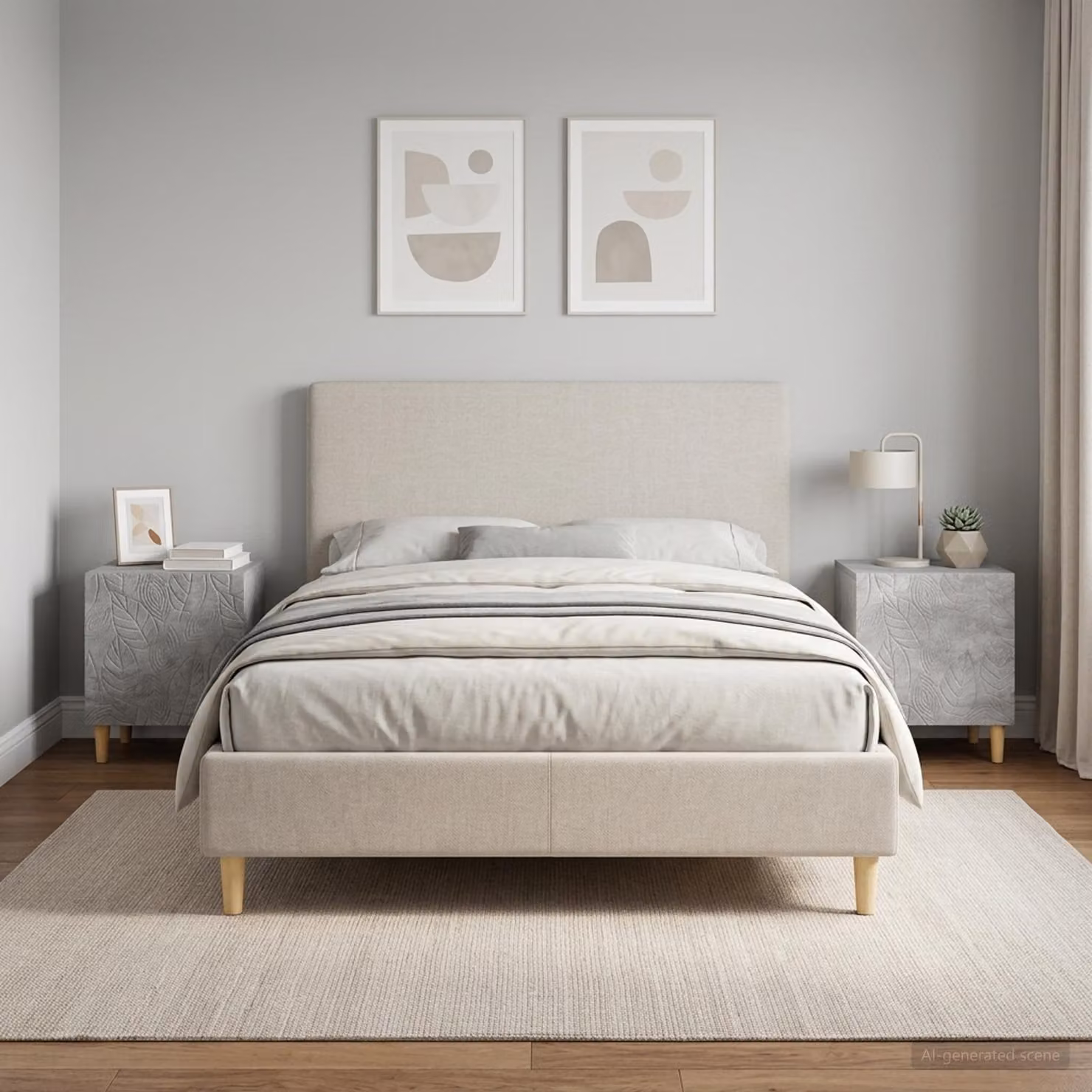 Set di 2 comodini moderni vidaXL in grigio cemento, L: 43 cm, P: 34,5 cm, H: 50 cm