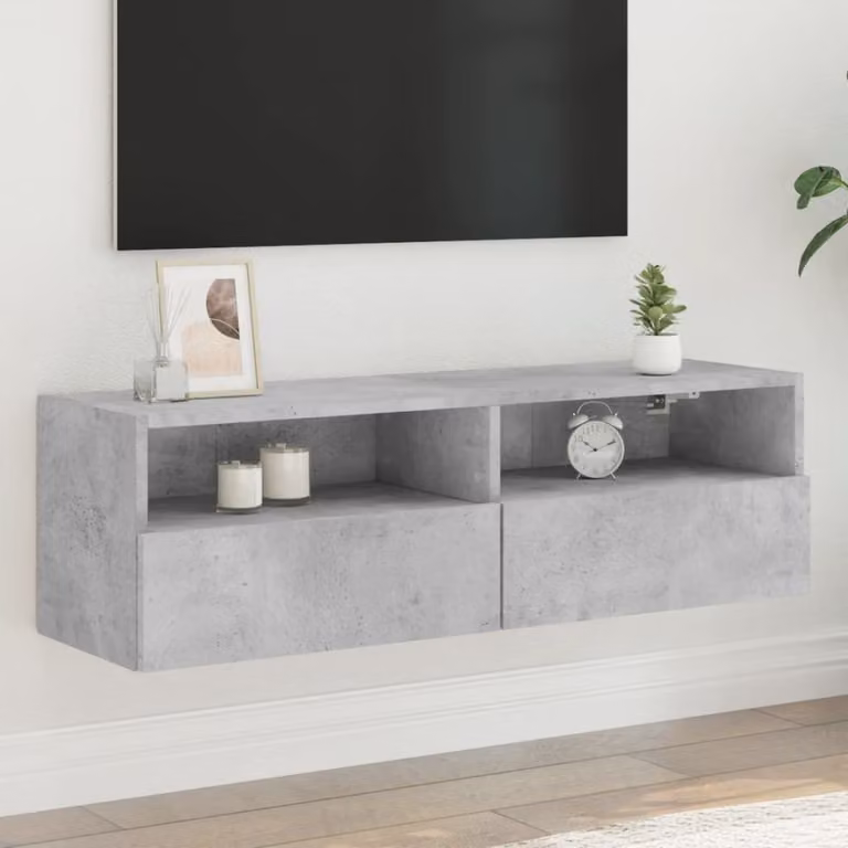Mobile TV da parete vidaXL in legno e MDF, Grigio Cemento, L 100 x P 30 x H 30 cm