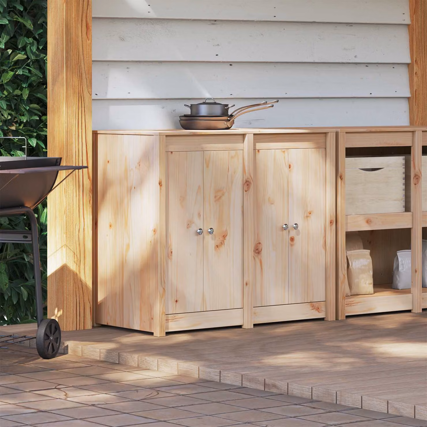 Mobile da cucina da esterno vidaXL MEPPEL Douglas Naturale in legno e metallo marrone