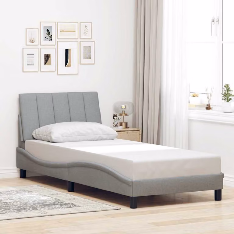 vidaXL Giroletto senza Materasso Hanko Grigio Chiaro 90x200 cm in Tessuto