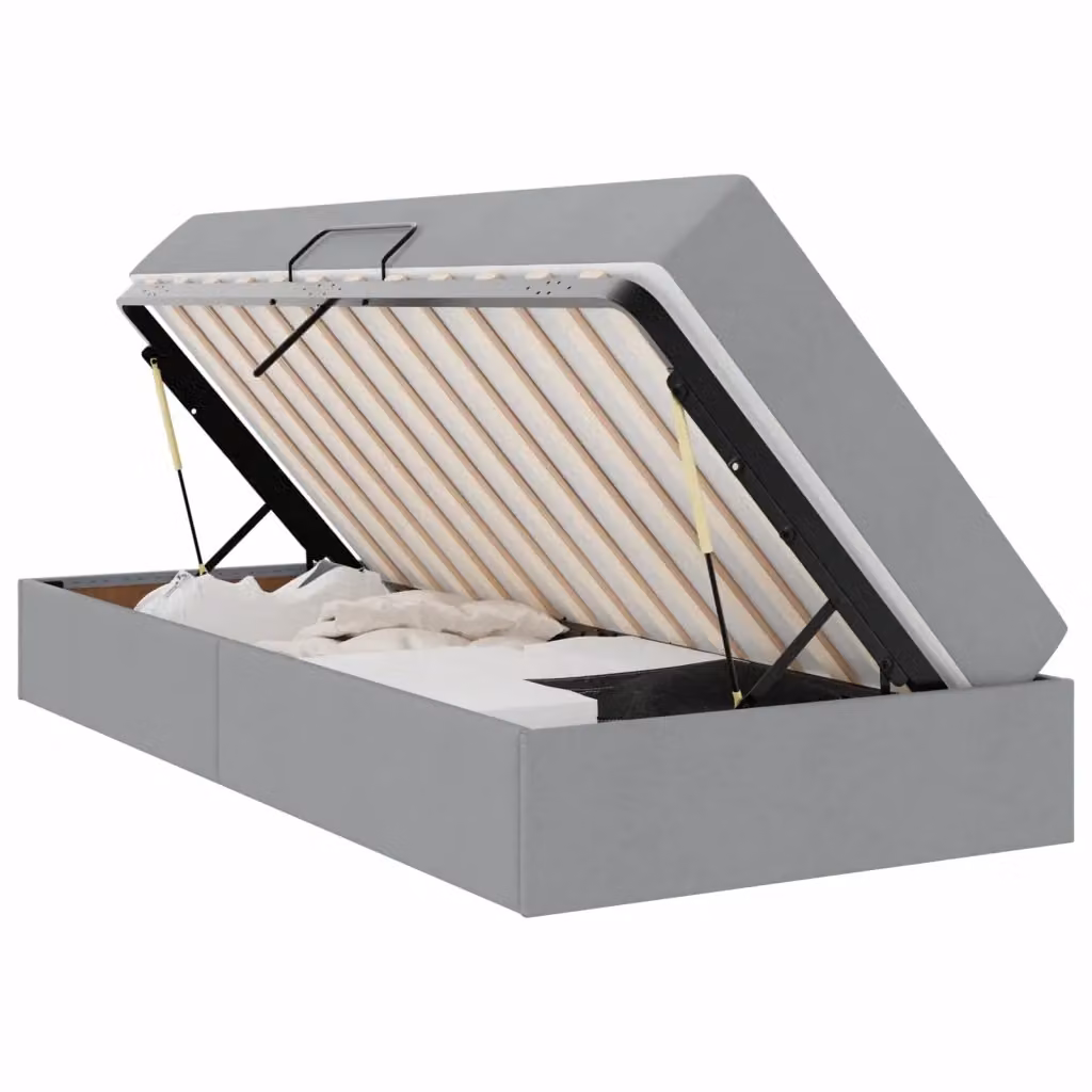 Letto con contenitore e materasso vidaXL moderno in tessuto grigio e nero L/P/H: 90 x 190 x 43,5 cm – 2