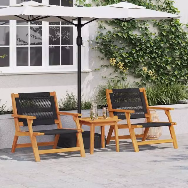 Sedia Relax da Giardino 2 pz Nero Legno di Acacia Massello 367831